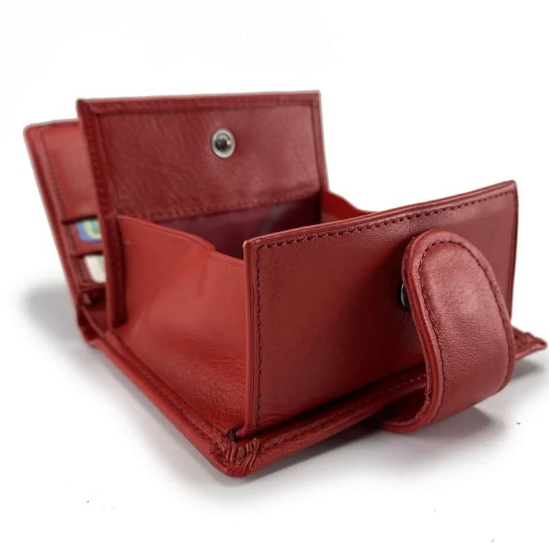 Elephant d'Or - Porte Monnaie Carte et Billet en cuir Rouge