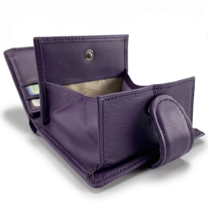 Elephant d'Or - Porte Monnaie Carte et Billet en cuir Violet