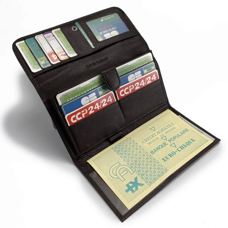 Elephant d'Or - Portefeuille Compagnon Porte Chéquier Femme en cuir Marron