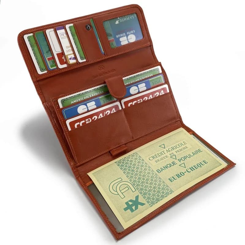 Elephant d'Or - Portefeuille Compagnon Porte Chéquier Femme en cuir Orange