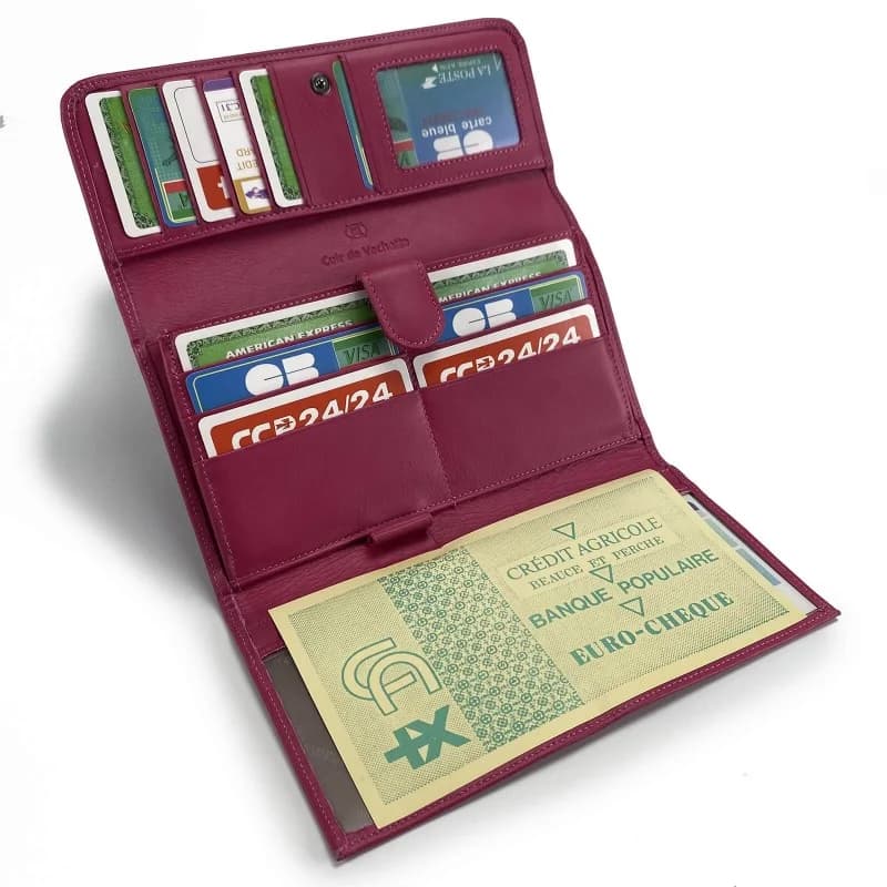 Elephant d'Or - Portefeuille Compagnon Porte Chéquier Femme en cuir Rose