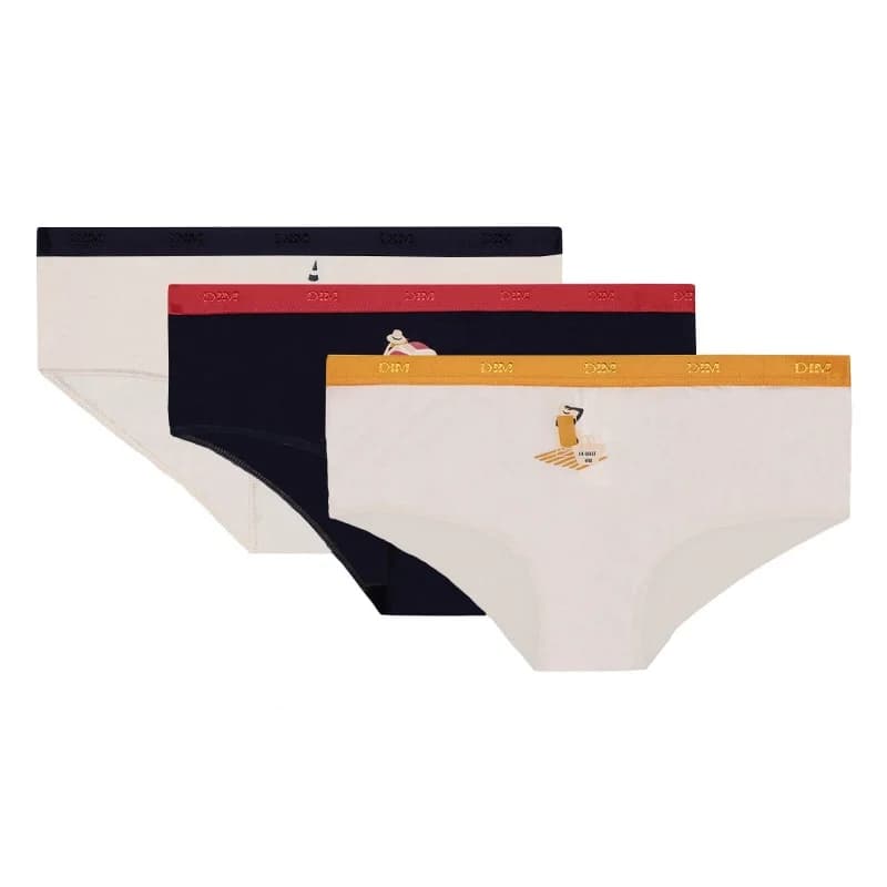 Dim - Lot de 3 Boxers Fantaisie Coton Stretch "Les Pockets de Dim" L DIM Pocket Dolce Vita