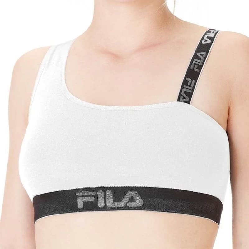 Fila - Brassière Coton Femme Asymétrique Bandeau M Blanc