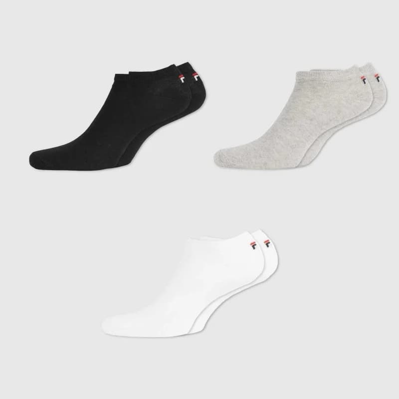 Fila - Lot de 3 Paires de Chaussettes Tiges Courtes 39-42 Noir/ Gris/ Blanc