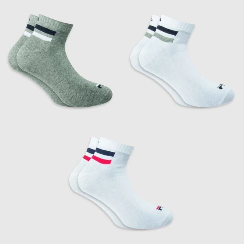 Fila - Lot de 3 Paires de Chaussettes Coton Quarter "Colors" Blanc 43-46