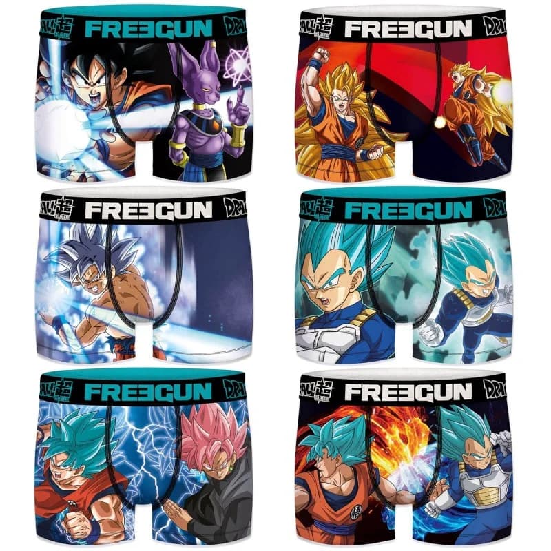 Freegun - Lot de 6 Boxers Homme Dragon Ball Super S Noir