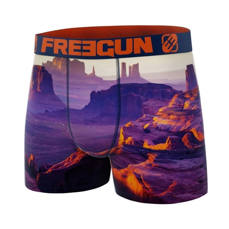 Freegun - Boxer Homme Microfibre Recyclé "Paysage 3" L Violet