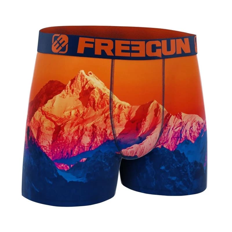 Freegun - Boxer Homme Microfibre Recyclé "Paysage 3" S Orange