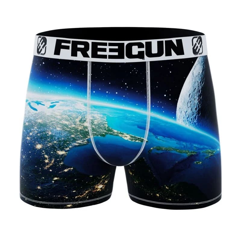 Freegun - Boxer Homme Microfibre Recyclé "Paysage 3" S Blanc