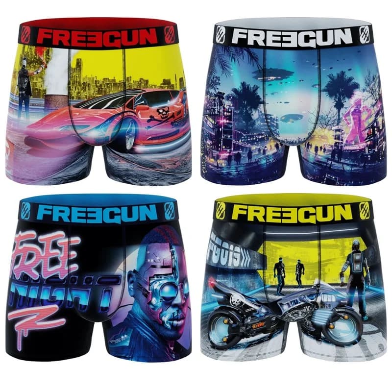 Freegun - Lot de 4 boxers Garçon Ready to Futur 14-16 ans Multicouleur