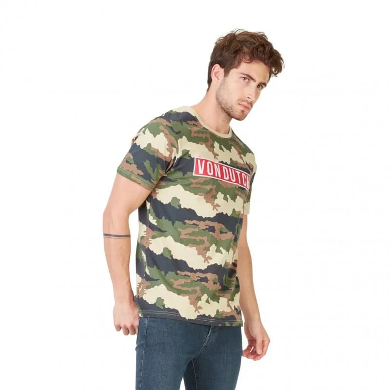 Von Dutch - T-Shirt Homme Bells Camouflage Logo Rouge M Multicouleur