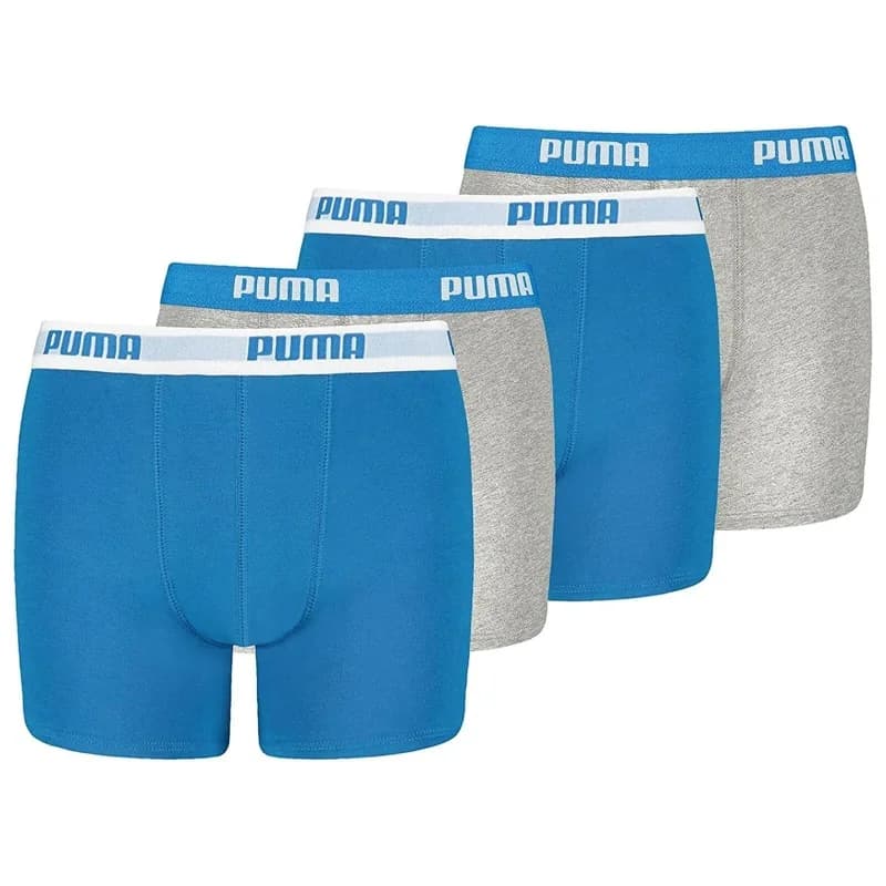 PUMA - Pack de 4 Boxers Garçon Coton BASIC 14 ans Puma Basic 417 Blue Grey