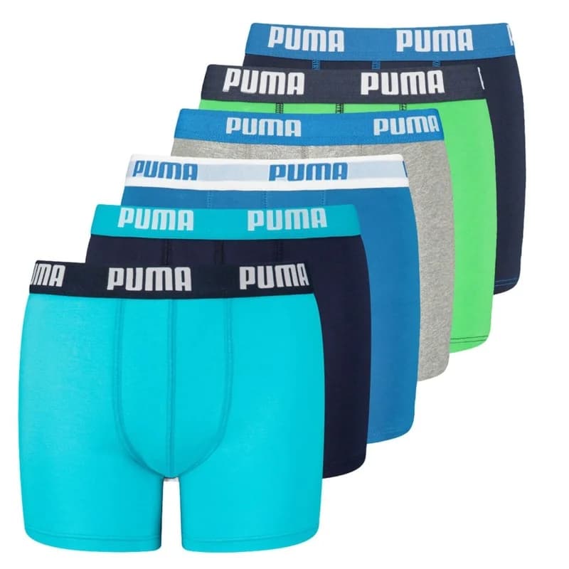 PUMA - Pack de 6 Boxers Garçon Coton 16 ans Basic 009 Blue