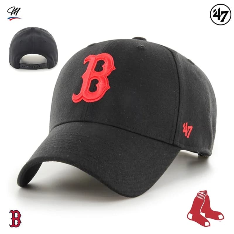 '47 Brand - Casquette MLB Boston Red Sox MVP Snapback Noir Noir et Rouge Taille Unique