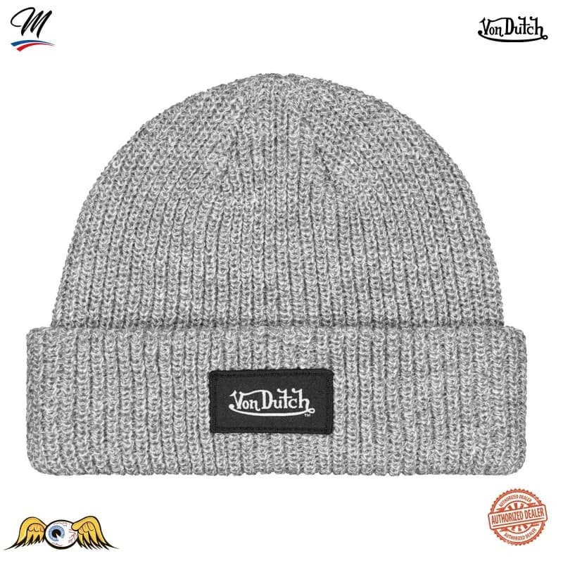 Von Dutch - Bonnet en côtes Anglaises avec étiquette tissée Gris Taille Unique