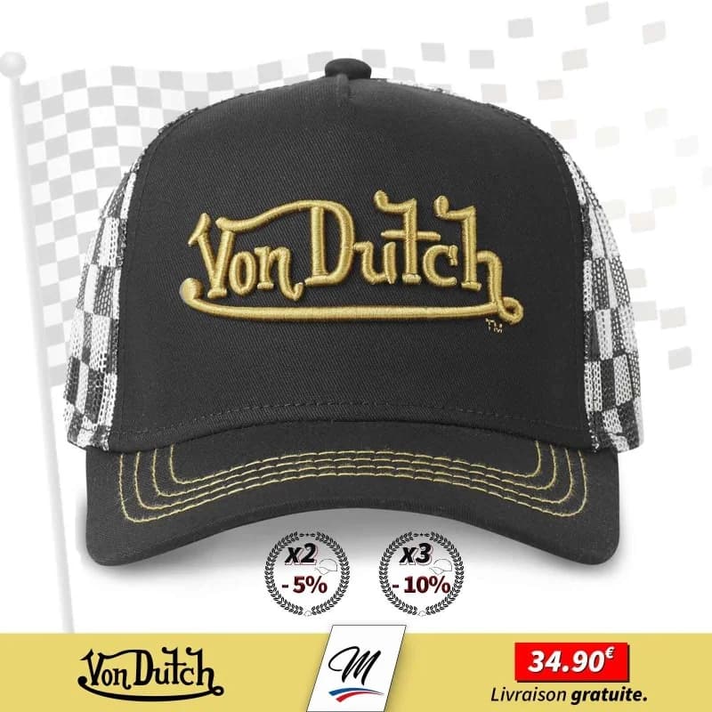 Von Dutch - Casquette Trucker "RACE" Noir Taille Unique