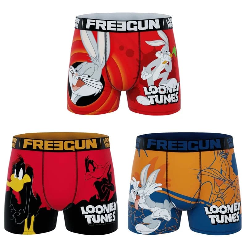 Freegun - Lot de 3 Boxers Garçon Looney Tunes 6-8 ans Orange