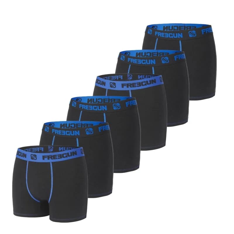 Freegun - Lot de 6 Boxers Homme Coton S Bleu