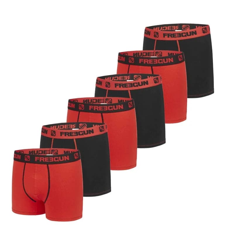 Freegun - Lot de 6 Boxers Homme Coton S Rouge