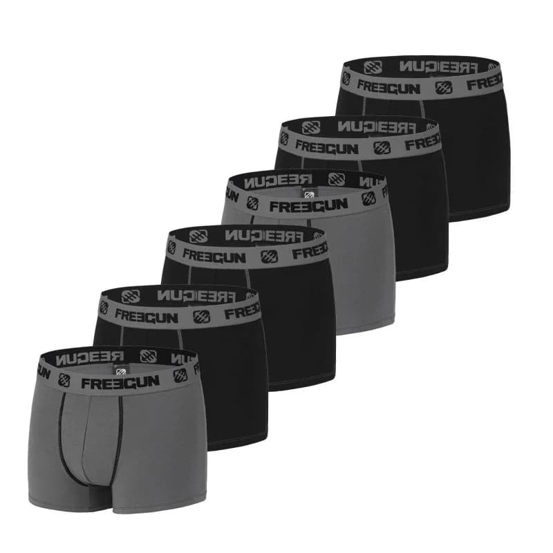 Freegun - Lot de 6 Boxers Homme Coton L Gris