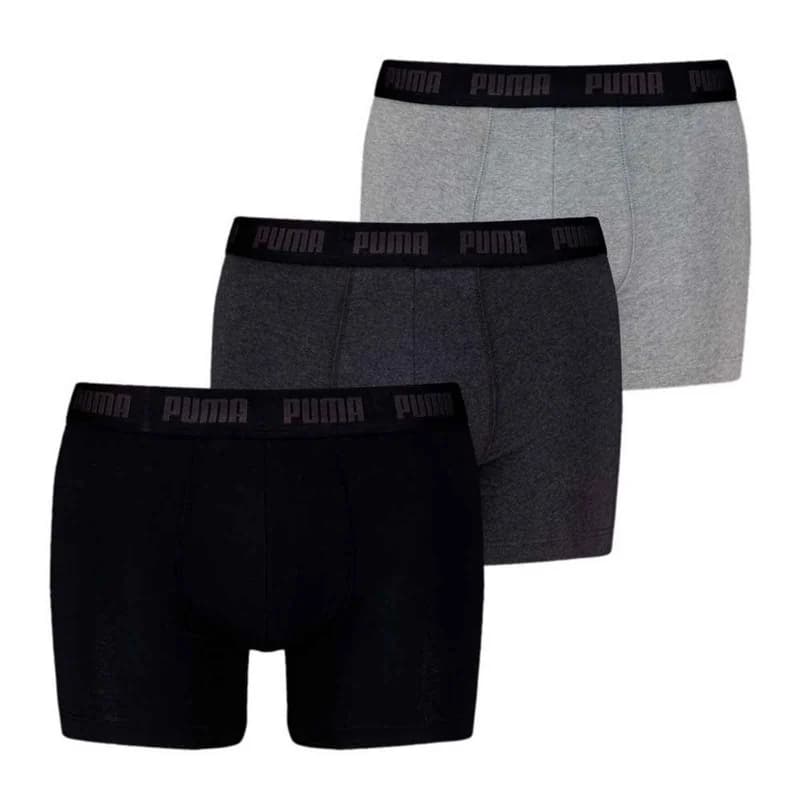 PUMA - Pack de 3 Boxers Homme Coton "Everyday" M Noir et Gris