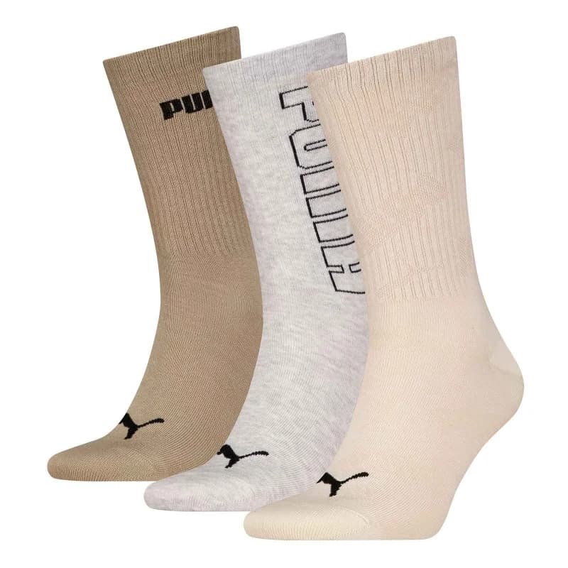 PUMA - Pack de 3 Paires de Chaussettes Crew "Mesh Logo" 39-42 Neutral Combo