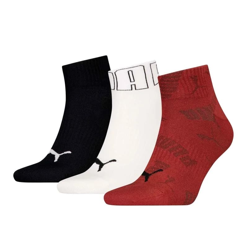 PUMA - Pack de 3 Paires de Chaussettes Quarter "Mesh Logo" 39-42 Red Combo