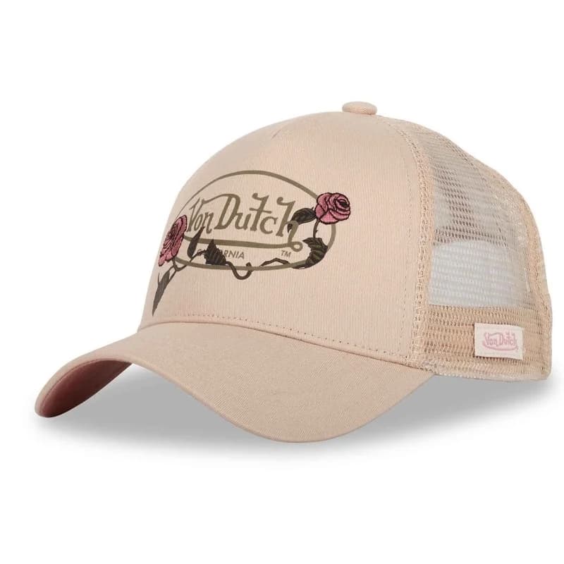 Von Dutch - Casquette Trucker "Roses" Taille Unique Beige