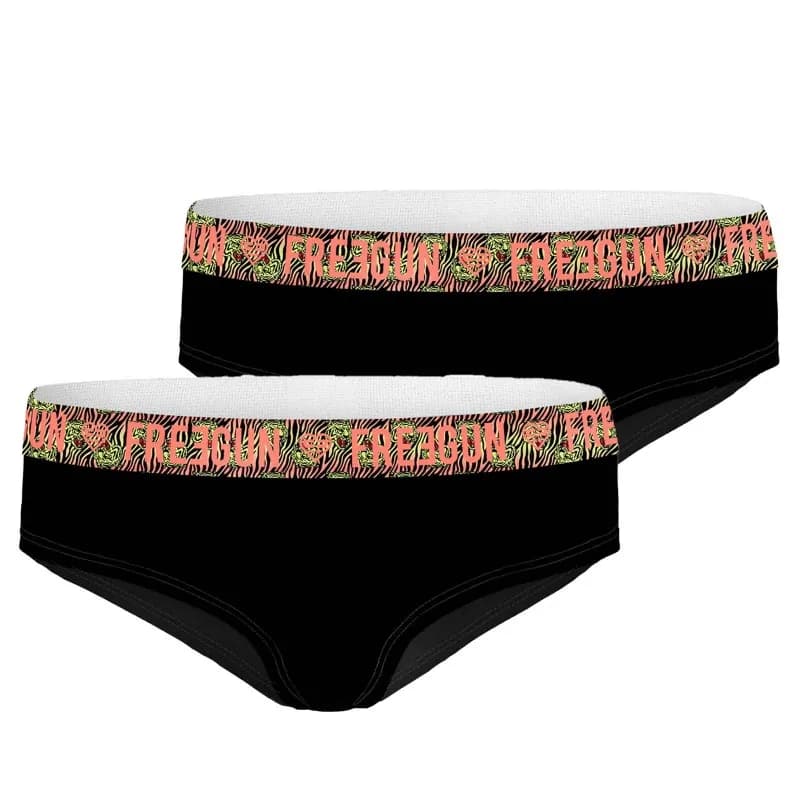Freegun - Lot de 2 Boxers Fille en Coton Noir 8-10 ans