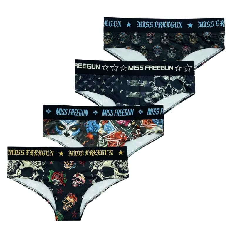 Freegun - Lot de 4 Boxers-Culottes Femme en Microfibre M Noir