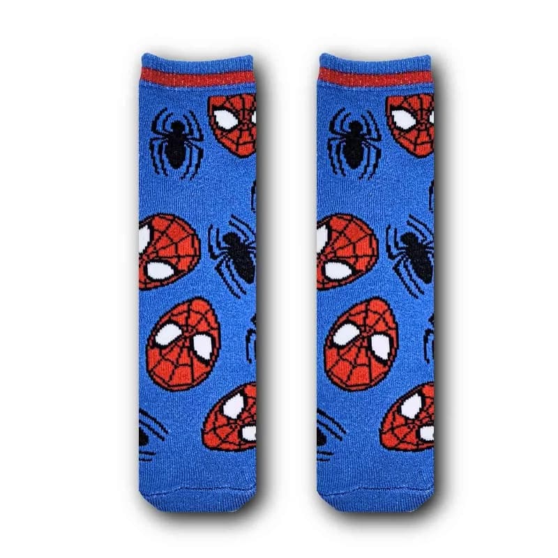 French Market - Spider-Man Paire de Chaussettes Antidérapantes Garçon Bleu 23-26