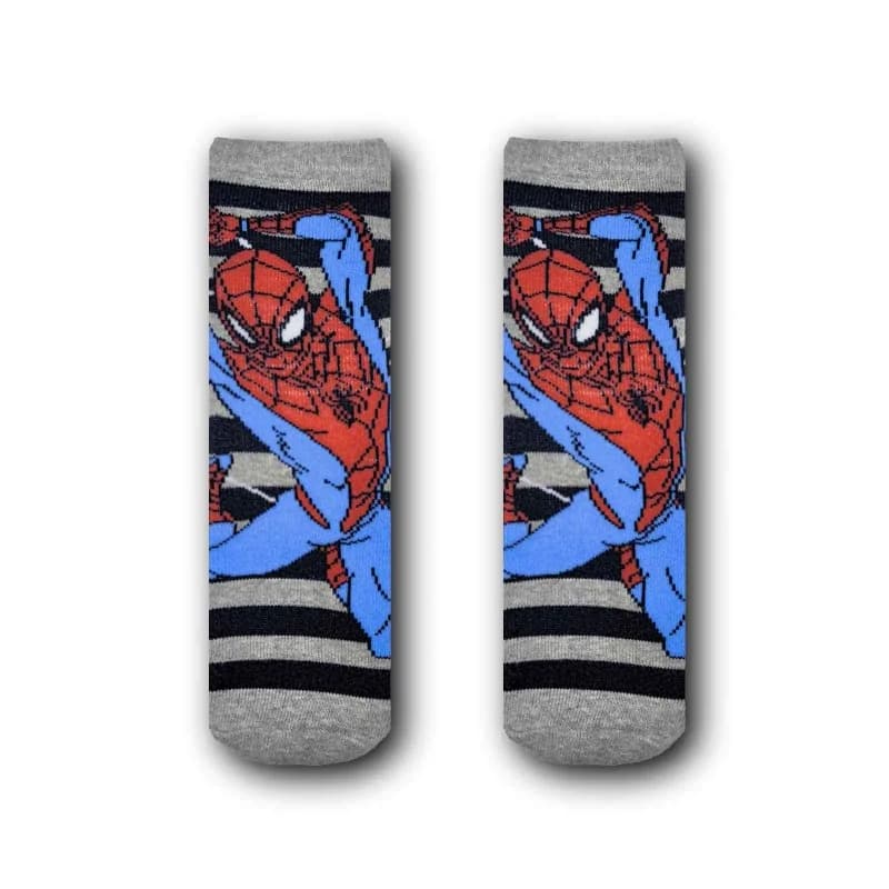 French Market - Spider-Man Paire de Chaussettes Antidérapantes Garçon Gris 31-34