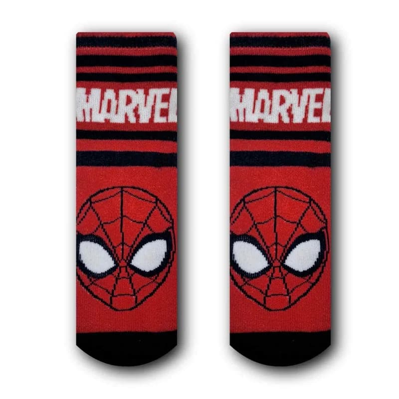 French Market - Spider-Man Paire de Chaussettes Antidérapantes Garçon Rouge 31-34