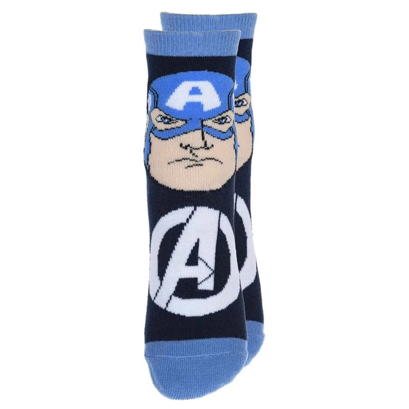 French Market - MARVEL Paire de Chaussettes Antidérapantes Garçon "Avengers" Bleu 23-26