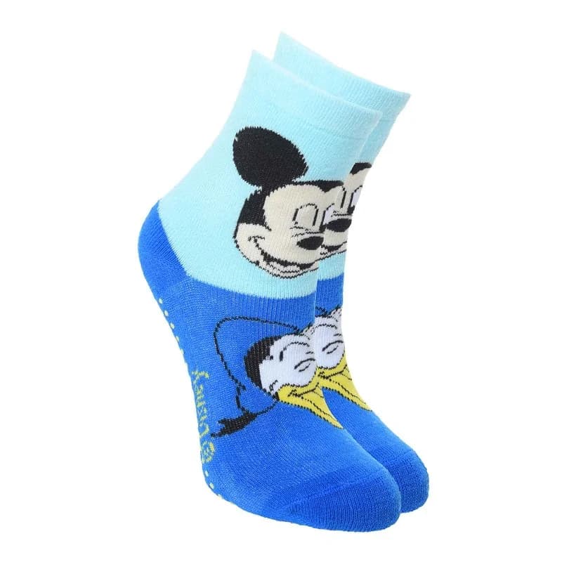 French Market - DISNEY Paire de Chaussettes Antidérapantes Garçon "Mickey" Bleu 27-30