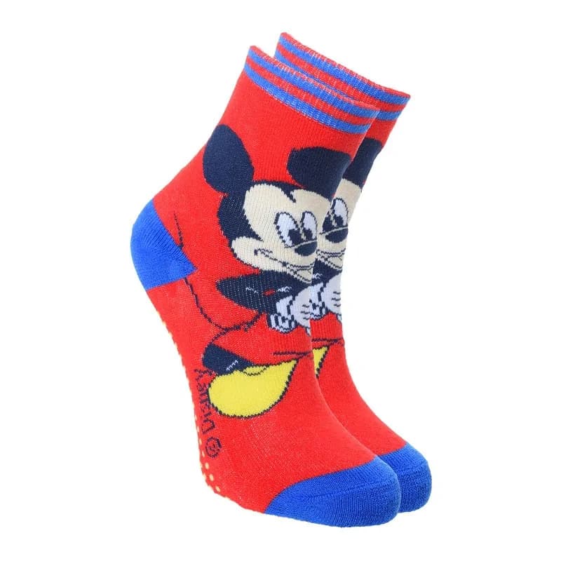 French Market - DISNEY Paire de Chaussettes Antidérapantes Garçon "Mickey" Rouge 31-34
