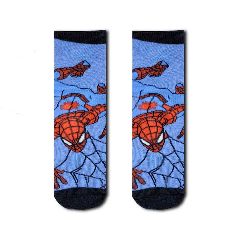 French Market - Spider-Man Paire de Chaussettes Antidérapantes Garçon Bleu Cyan 31-34