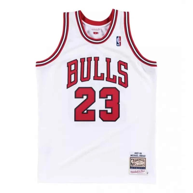Mitchell & Ness - Maillot Michael Jordan Chicago Bulls 1997/98 "NBA Athentic Road" M Blanc