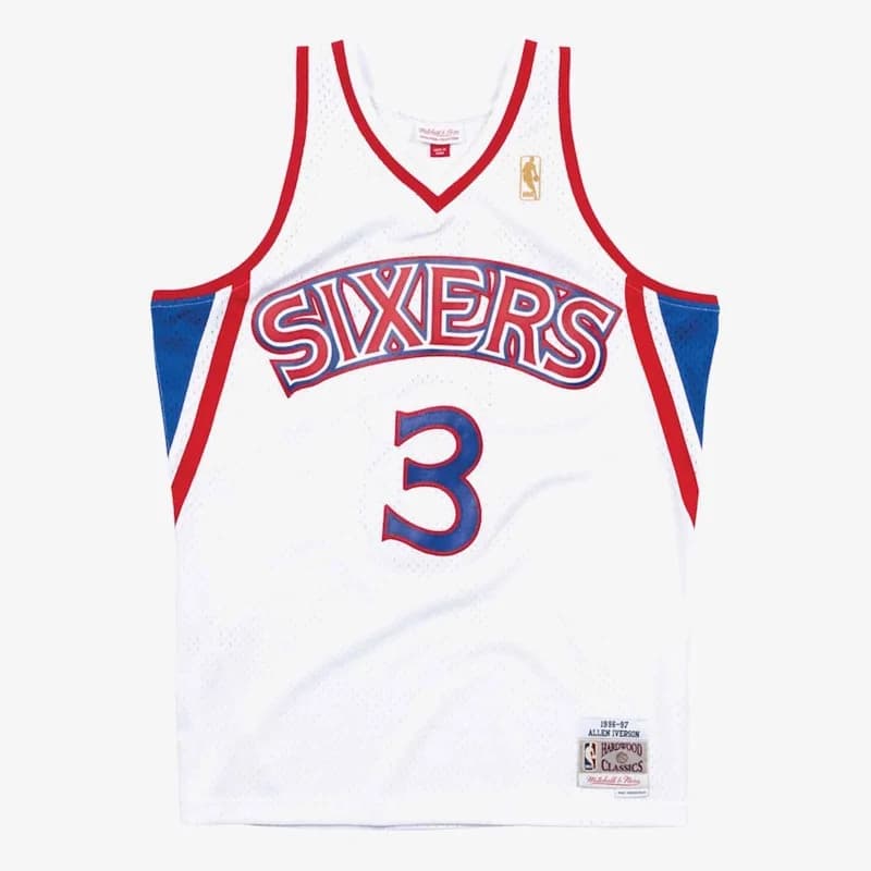 Mitchell & Ness - Maillot Allen Iverson Philadephia Sixers 1996/97 "Hardwood Classics Swingman" M Blanc