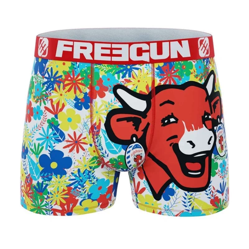 Freegun - Boxer Homme Microfibre "La Vache qui rit 2" S Jaune