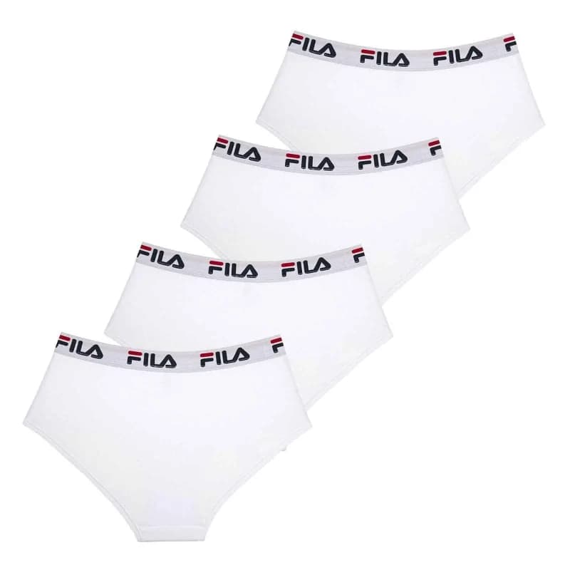 Fila - Lot de 4 Culottes Femme en Coton S Blanc