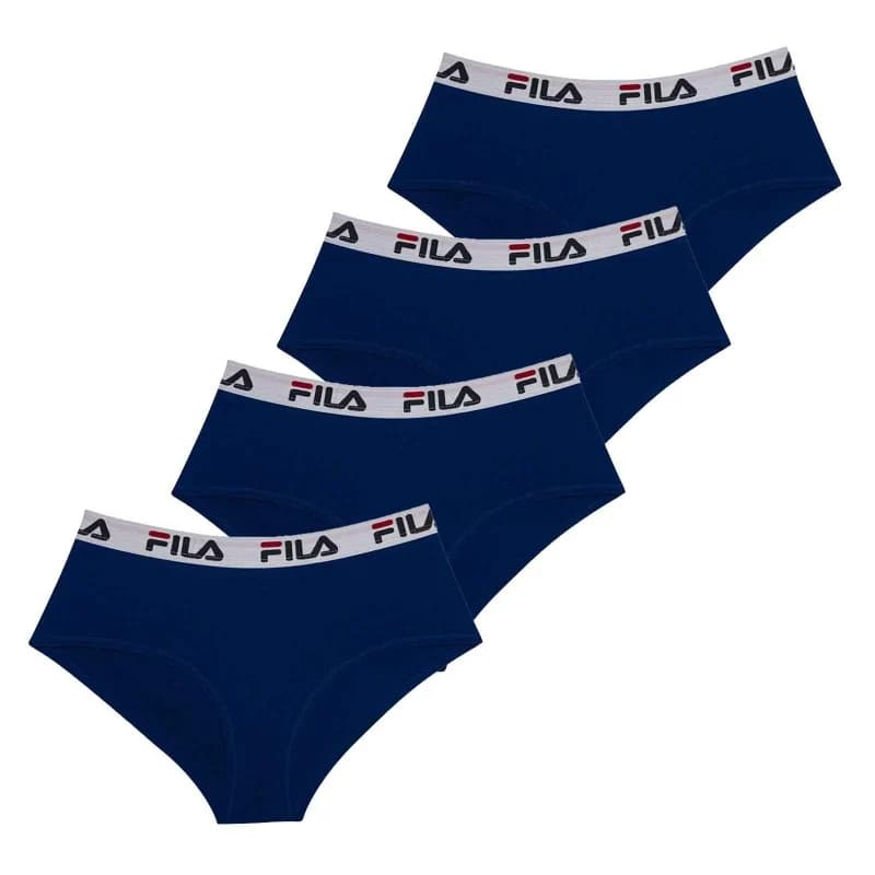 Fila - Lot de 4 Culottes Femme en Coton S Bleu Marine