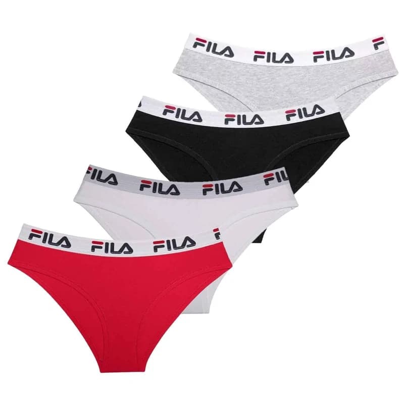 Fila - Lot de 4 Slips Femme en Coton XL FILA Femme Slips Pack 02