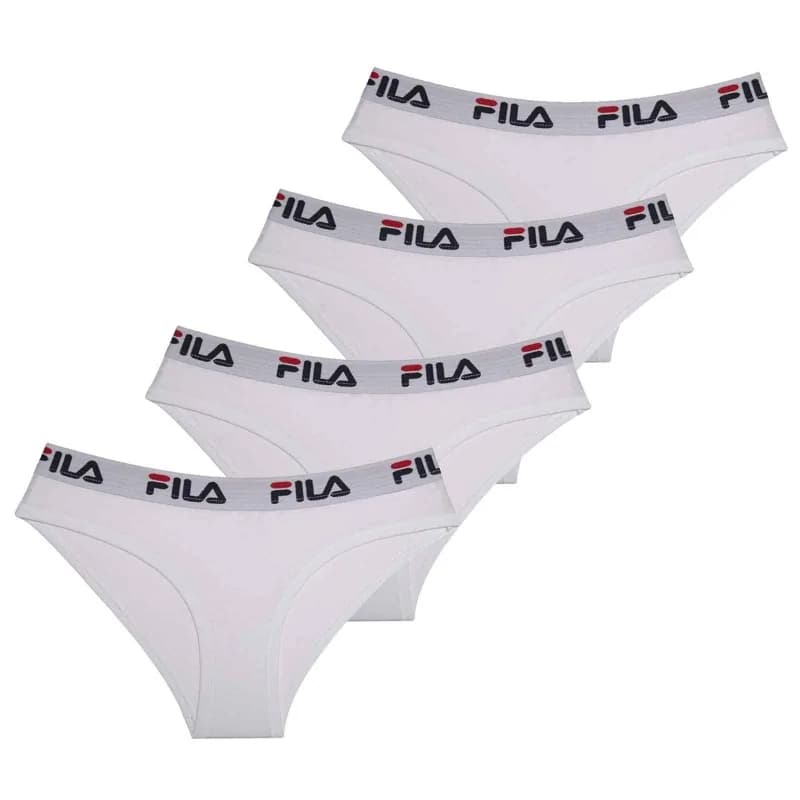 Fila - Lot de 4 Slips Femme en Coton M Blanc