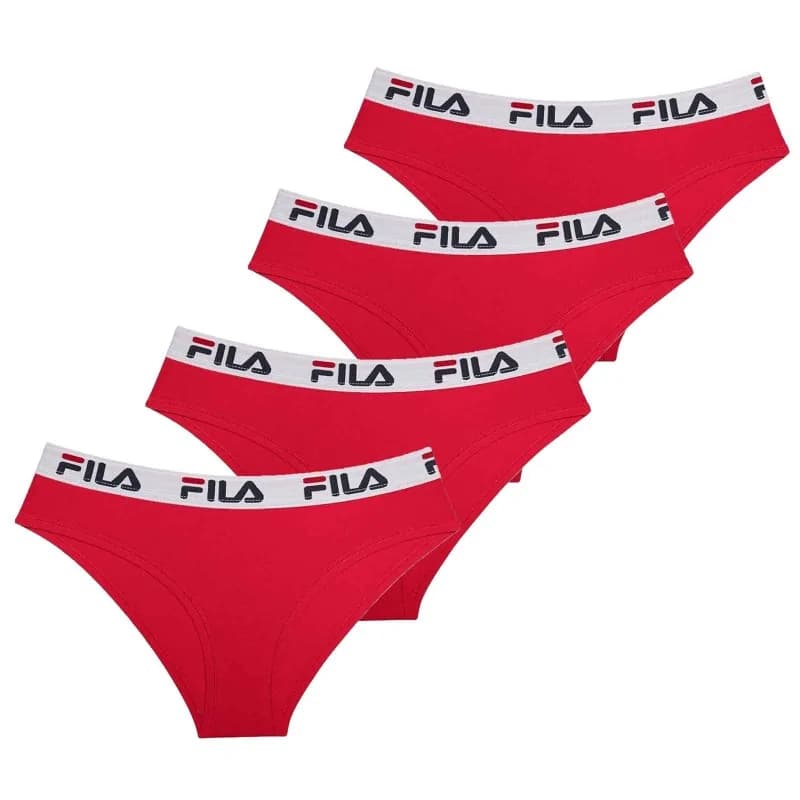 Fila - Lot de 4 Slips Femme en Coton M Rouge