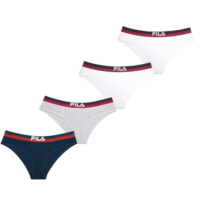Fila - Lot de 4 Slips Femme en Coton L FILA Femme Slips Pack 01