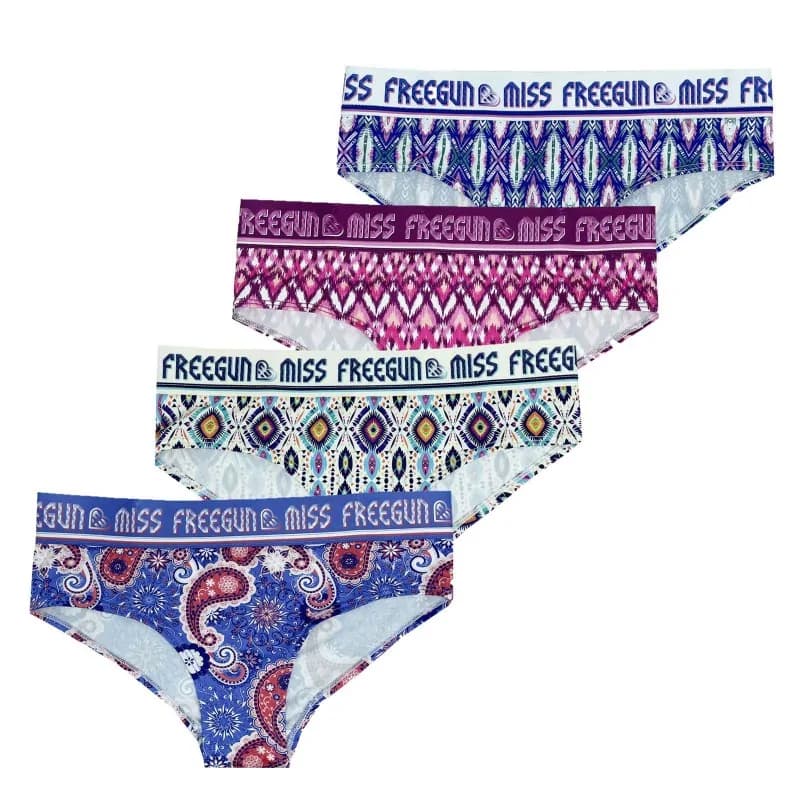Freegun - Lot de 4 Boxers-Culottes Femme en Microfibre XL Violet