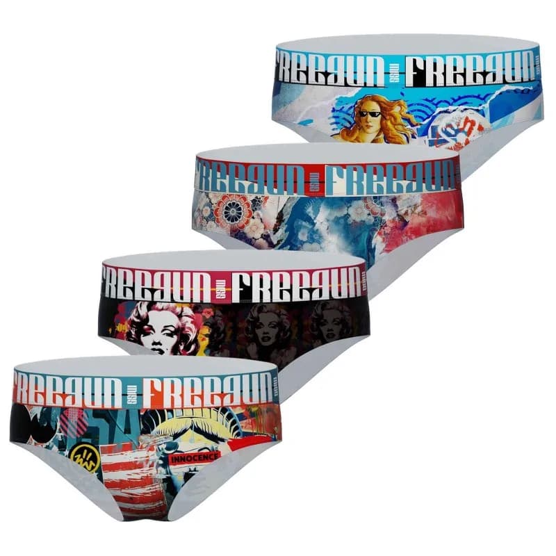 Freegun - Lot de 4 Boxers-Culottes Femme en Microfibre S Bleu
