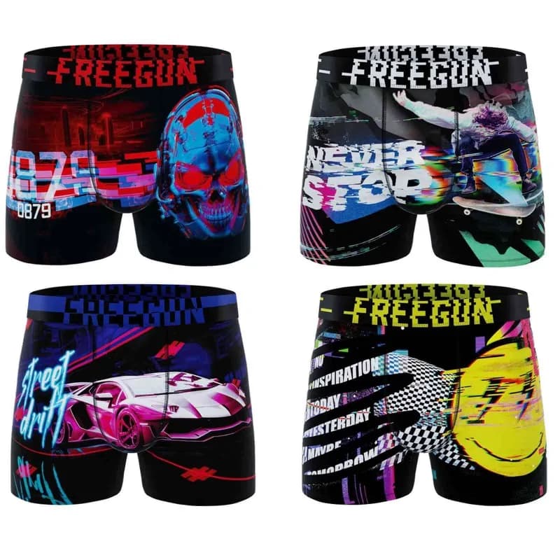Freegun - Lot de 4 boxers Garçon Ready to Futur Noir 10-12 ans