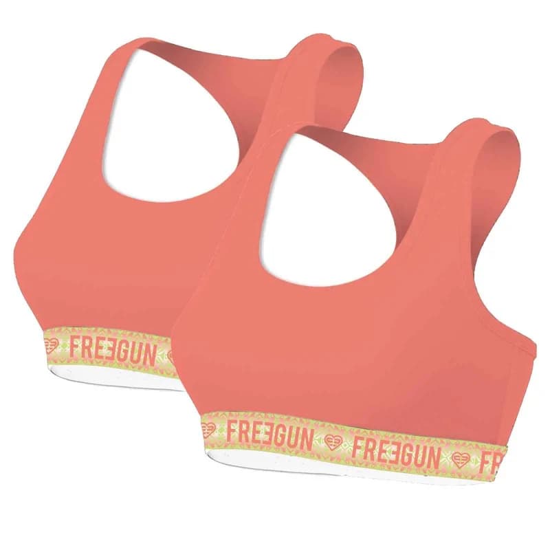 Freegun - Lot de 2 Brassières Fille en Coton Bio 14-16 ans Orange